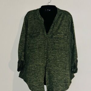 AUW Green Boxy 3/4 Sleeve Blouse